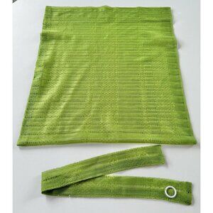 Vintage 70s sheer curtain, net mesh avocado green single panel and tieback